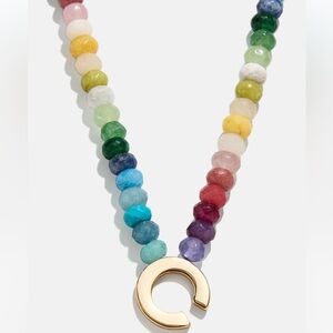 BaubleBar Rainbow Semi-Precious Gemstones & Gold Tone Letter C Beaded Necklace